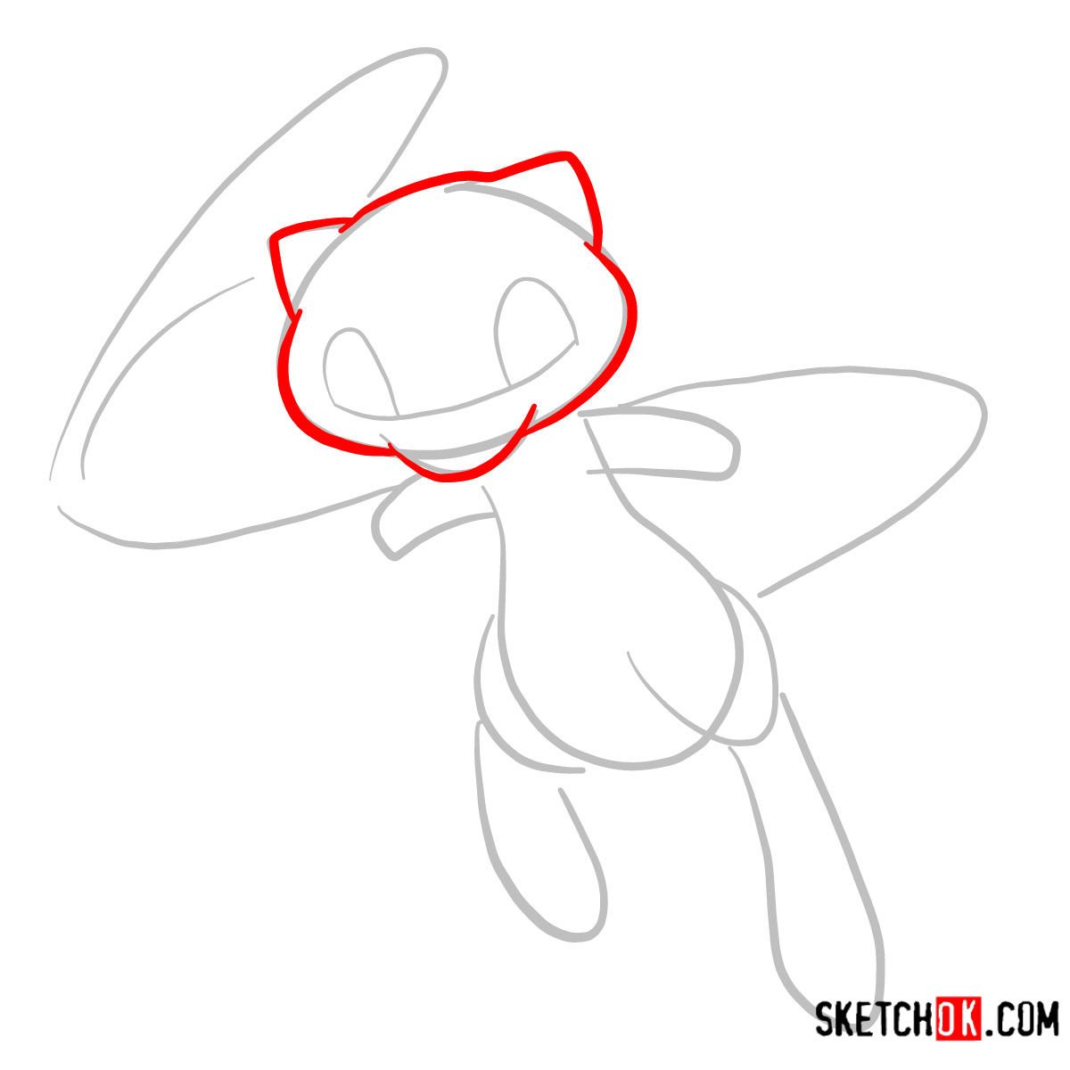 How to draw Mew | Pokemon - step 03
