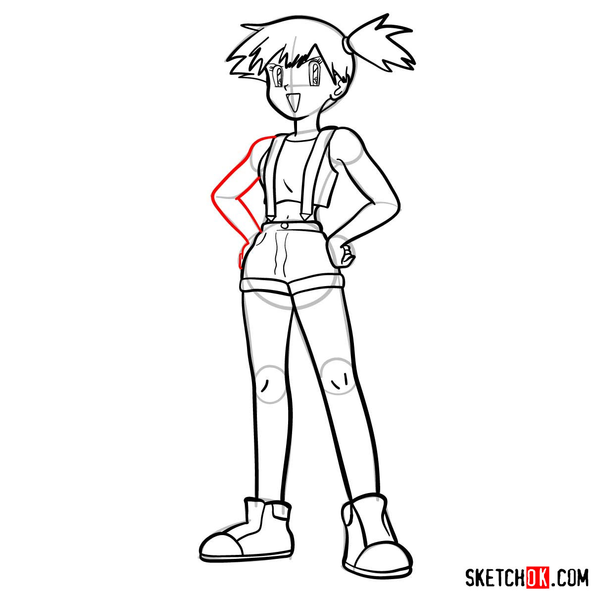 How to draw Misty from Pokemon anime - step 13