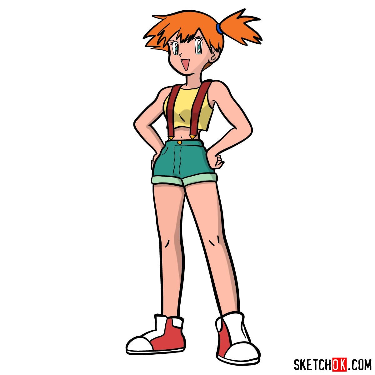 How to draw Misty from Pokemon anime Sketchok easy drawing guides