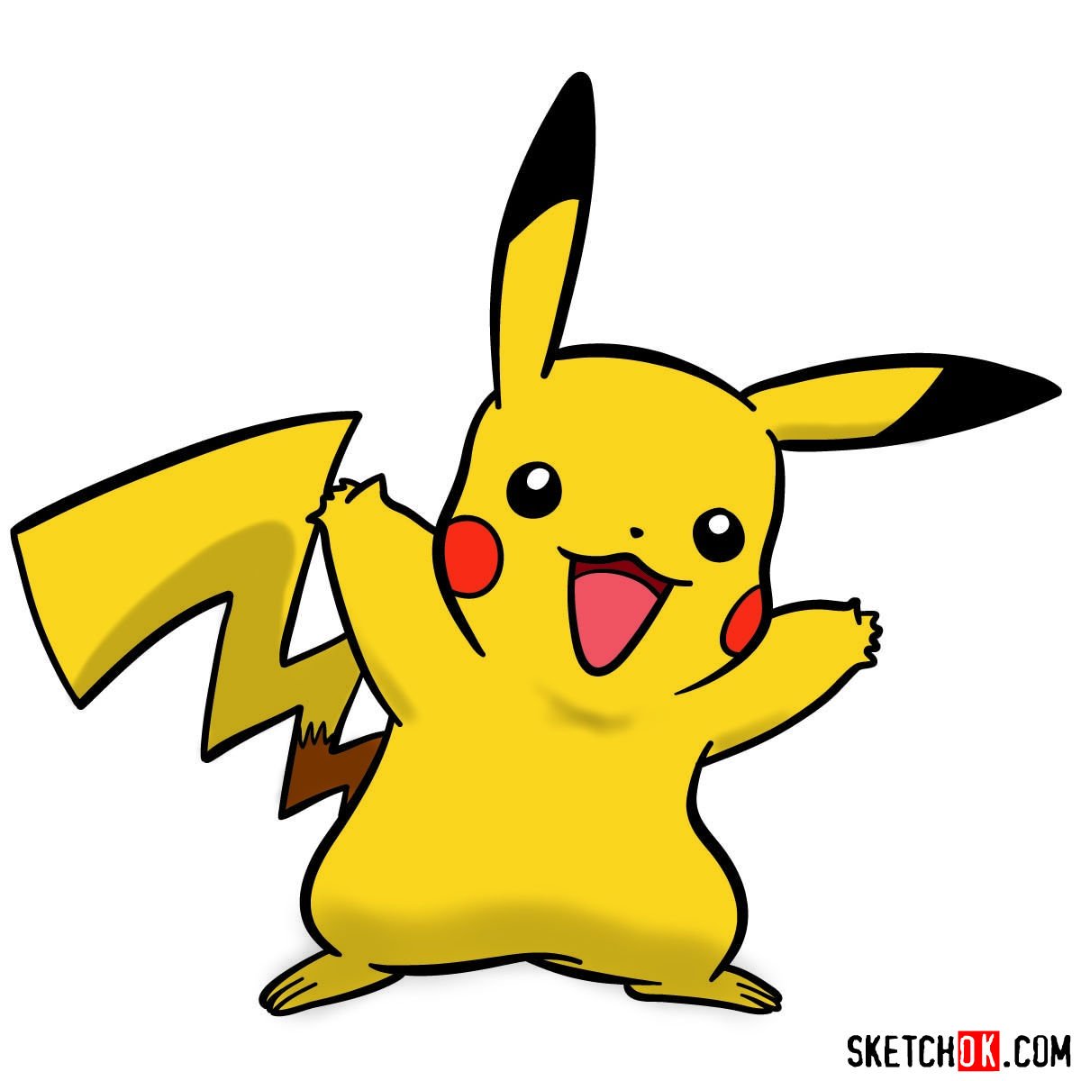 How to draw Happy Pikachu Pokemon Sketchok easy drawing guides