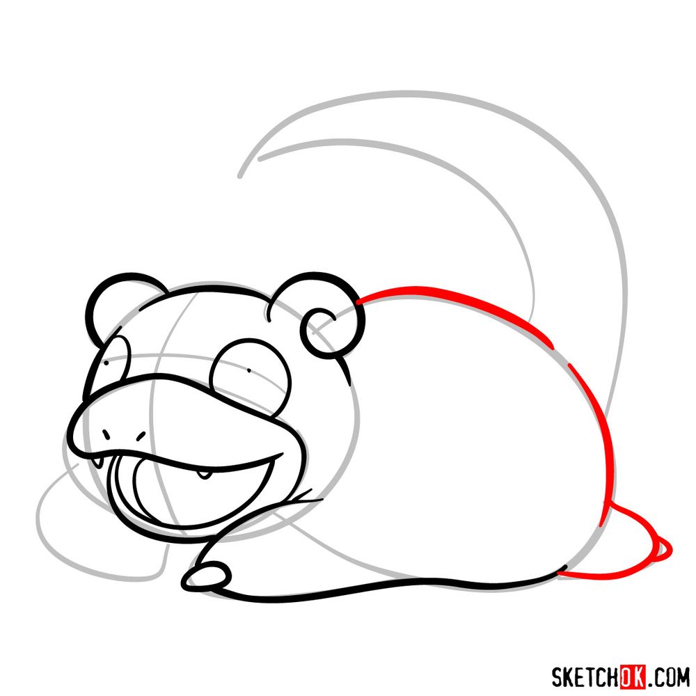 How to draw Slowpoke pokemon - step 06