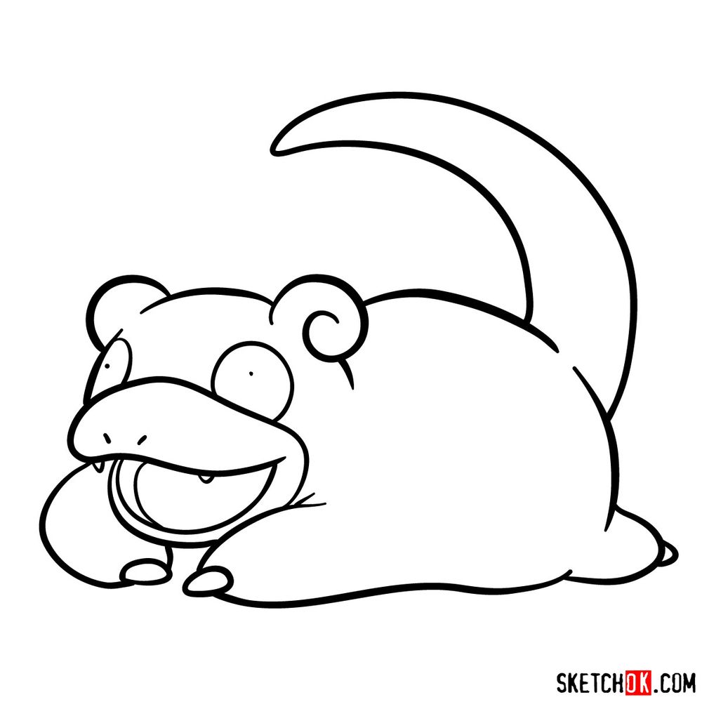 How to draw Slowpoke pokemon Sketchok easy drawing guides