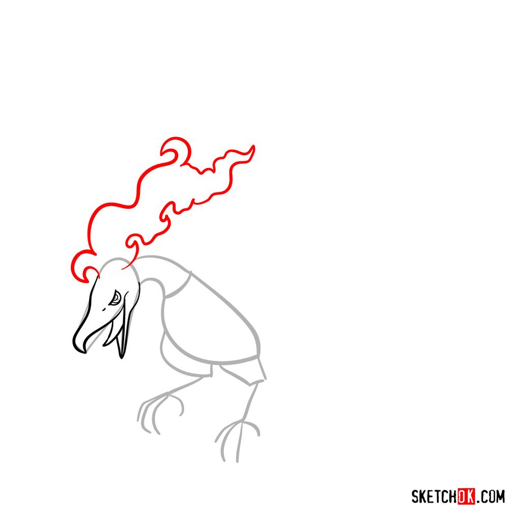 How to draw Galarian Moltres - step 06
