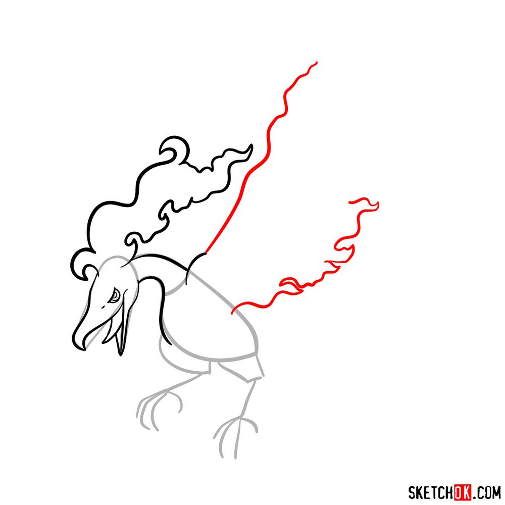How to draw Galarian Moltres - step 08