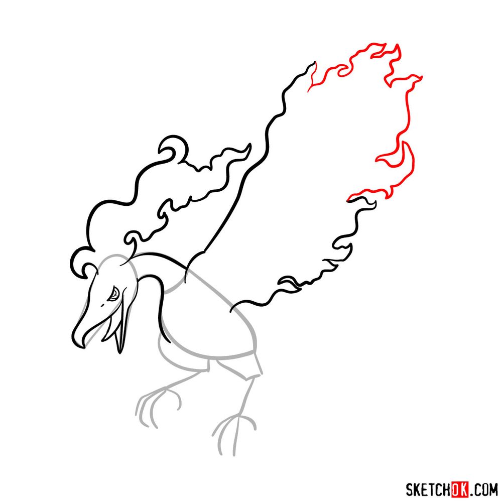 How to draw Galarian Moltres - step 09