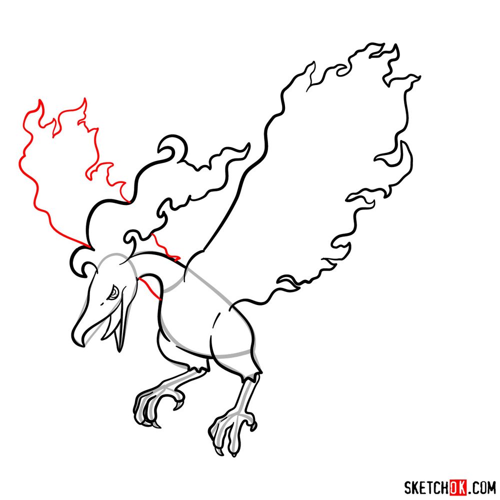 How to draw Galarian Moltres - step 13