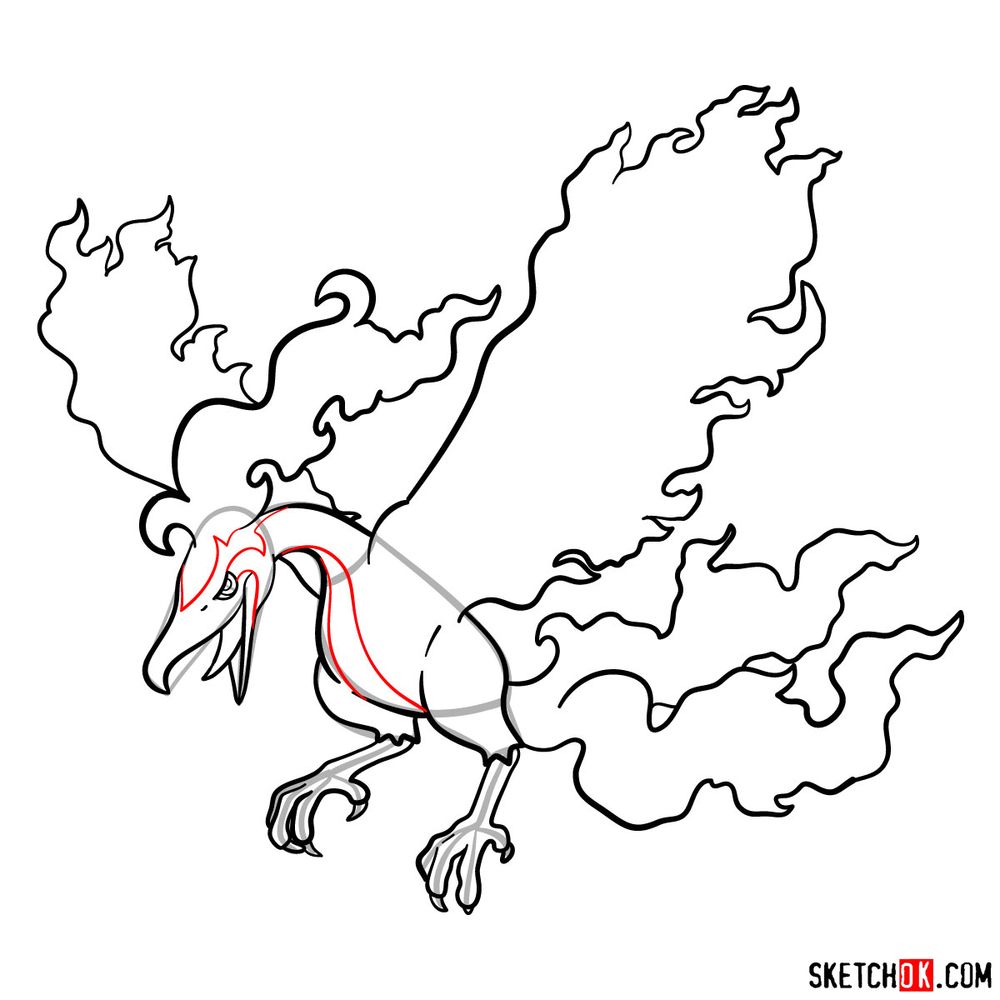 How to draw Galarian Moltres - step 16