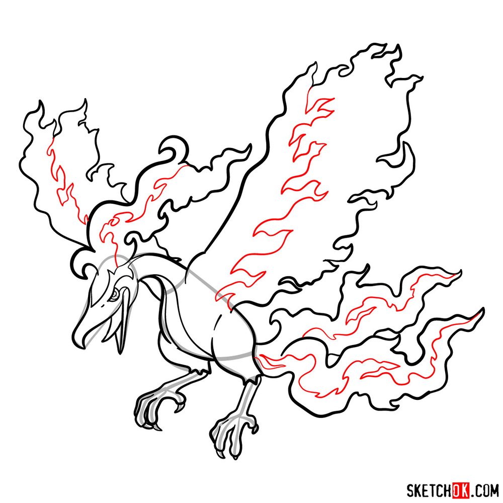 How to draw Galarian Moltres - step 17