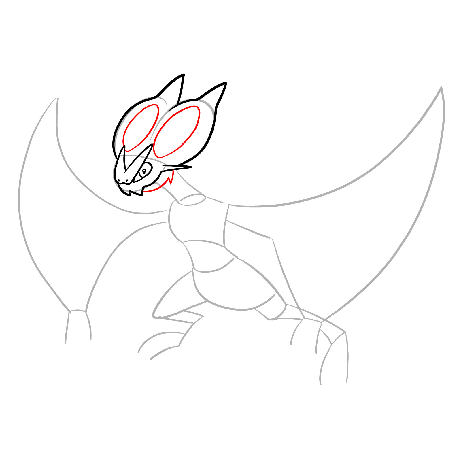 How to draw Noivern Pokemon - step 08
