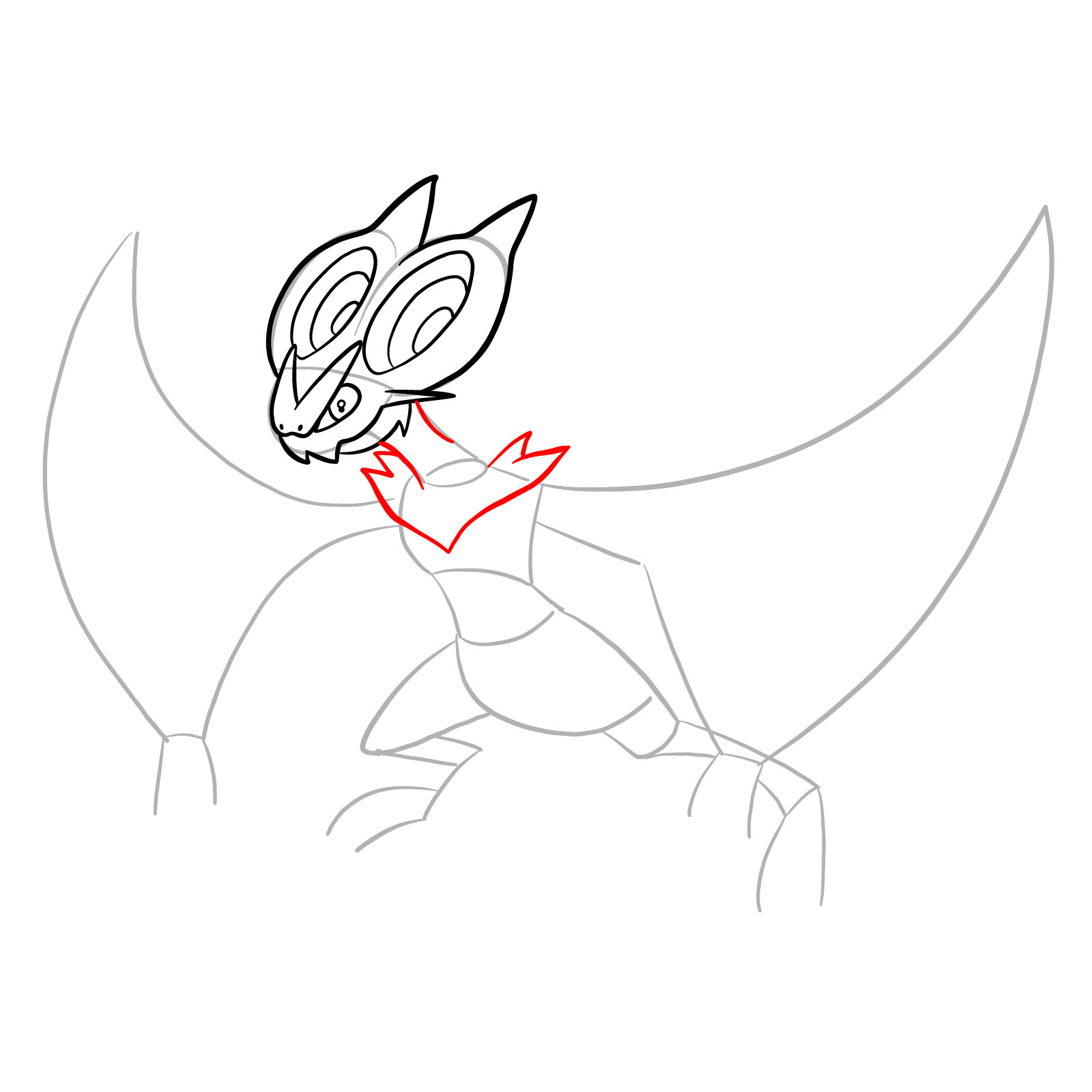 How to draw Noivern Pokemon - step 10