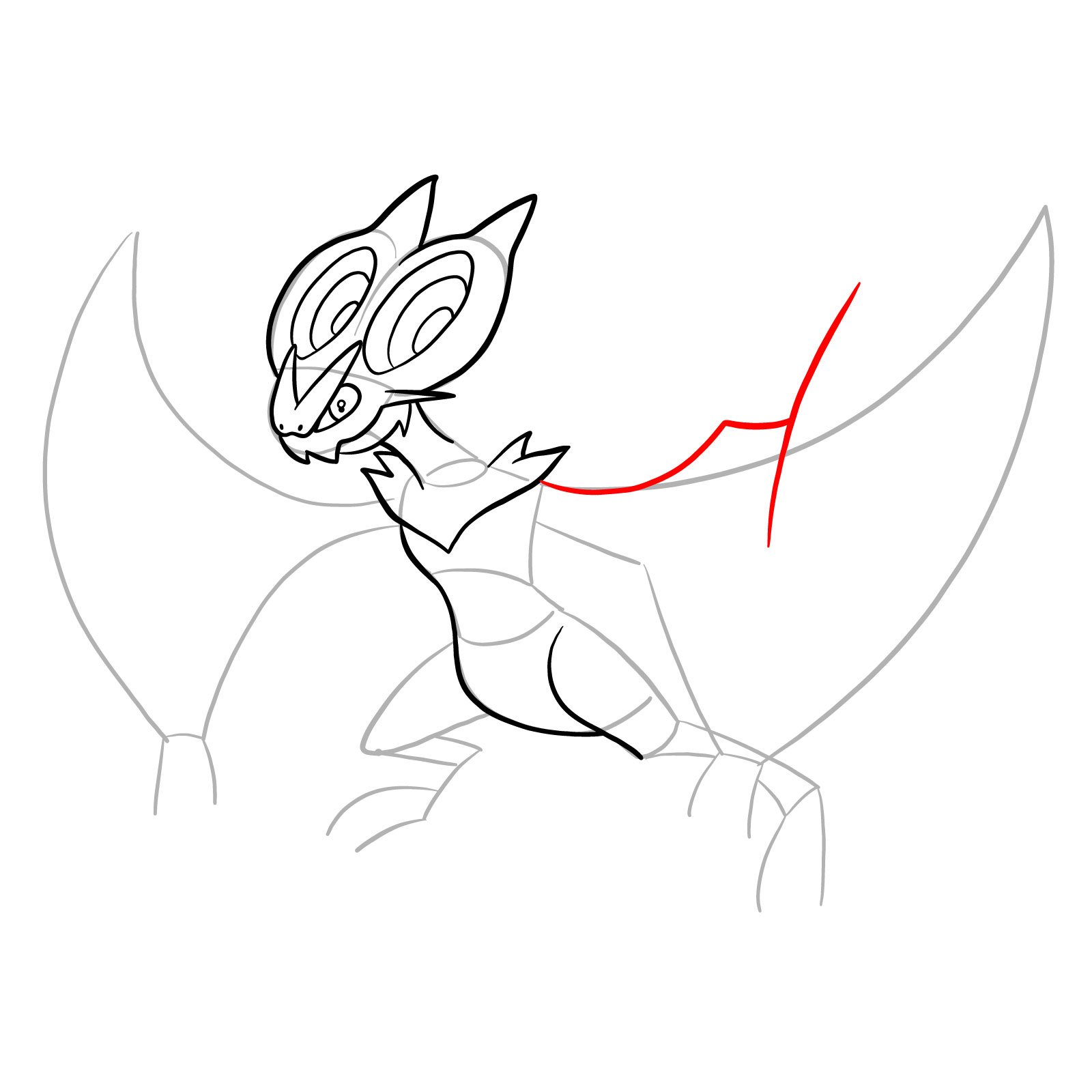How to draw Noivern Pokemon - step 12