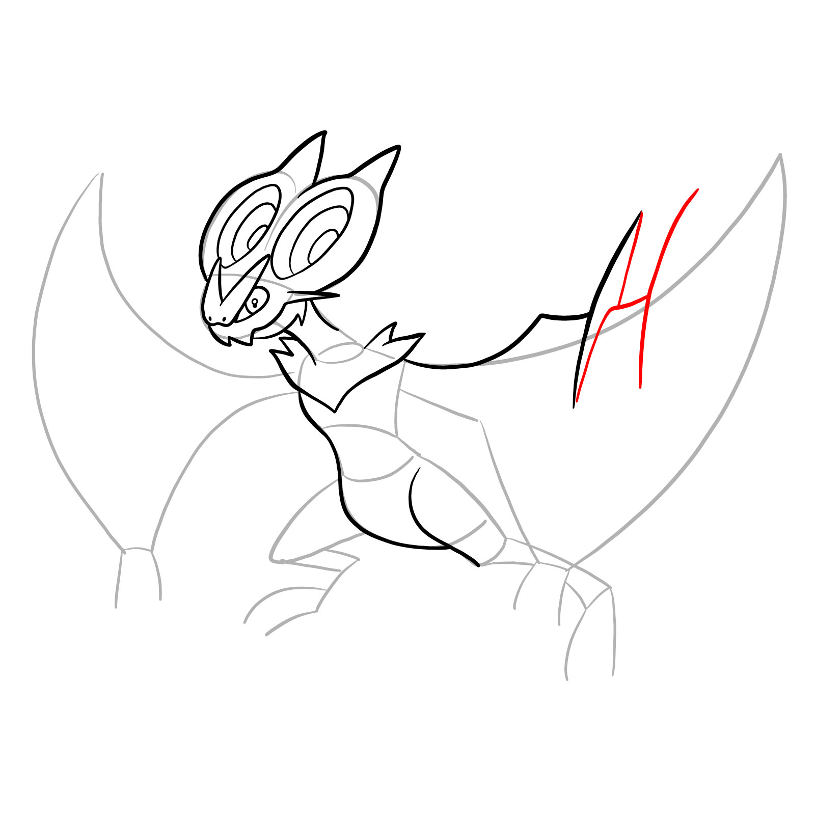 How to draw Noivern Pokemon - step 13