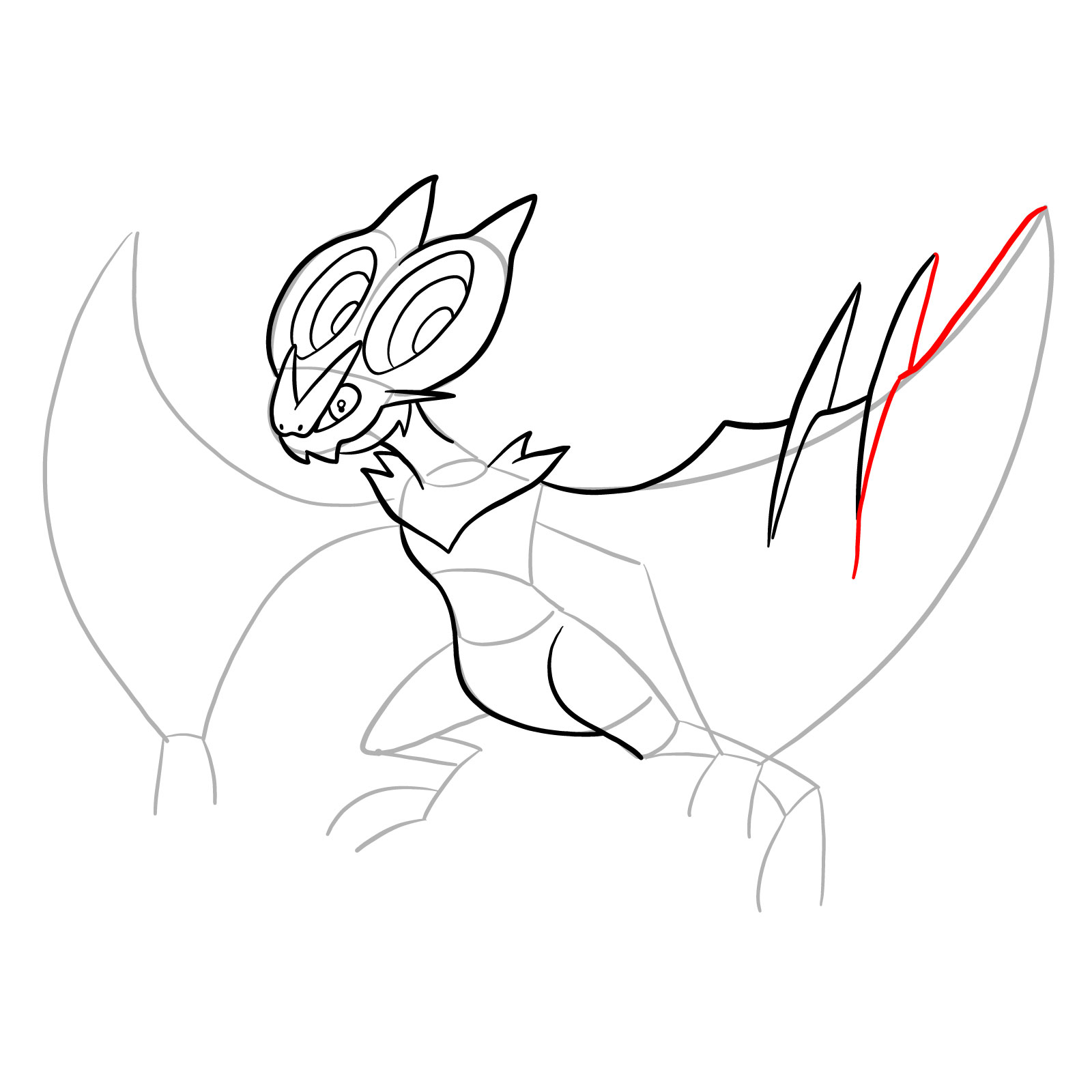 How to draw Noivern Pokemon - step 14