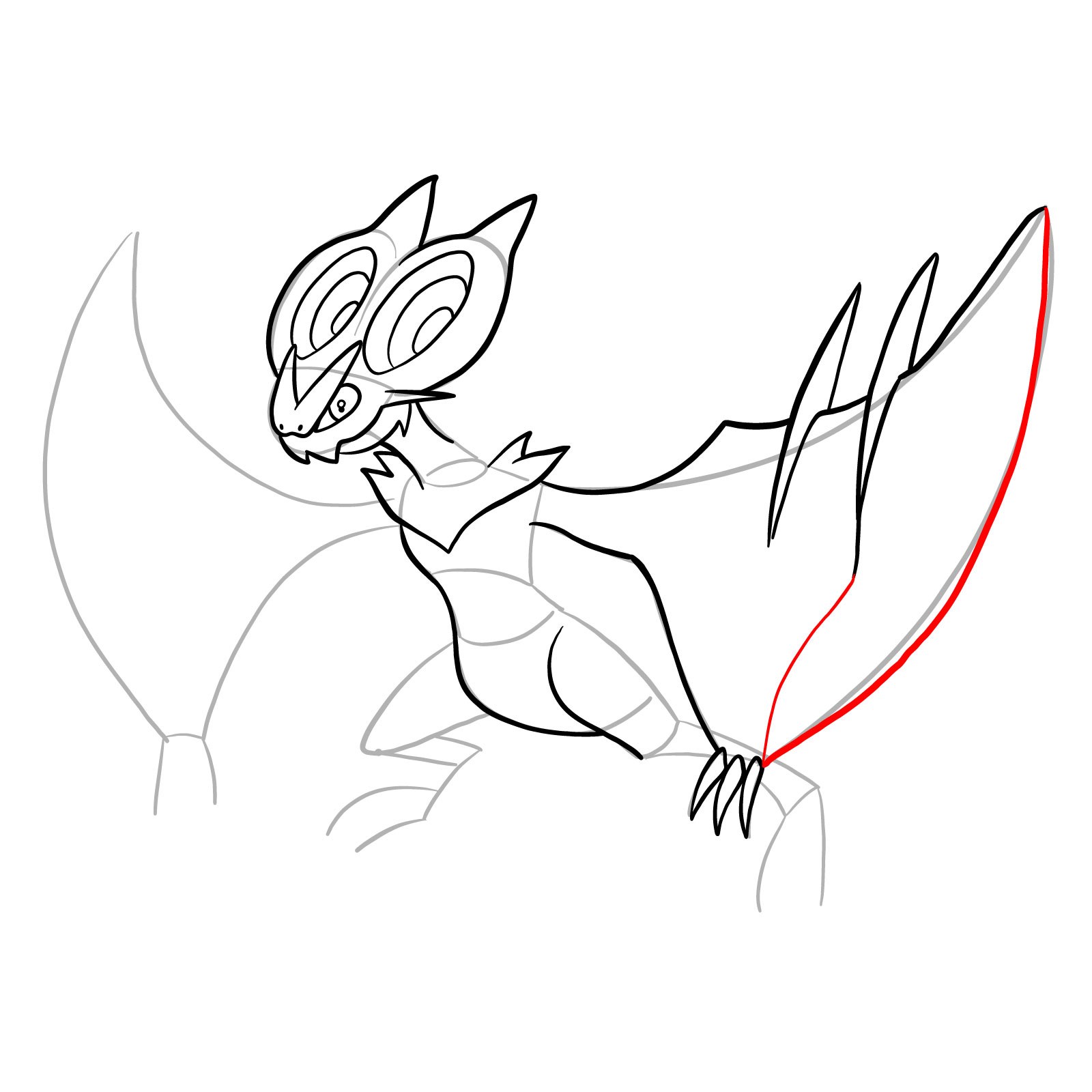How to draw Noivern Pokemon - step 16