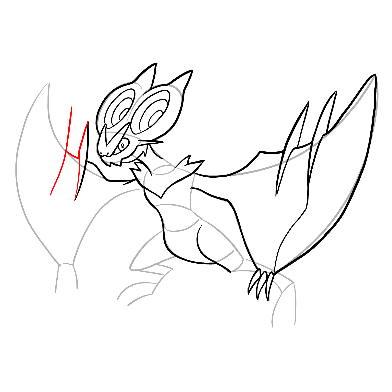 How to draw Noivern Pokemon - step 18
