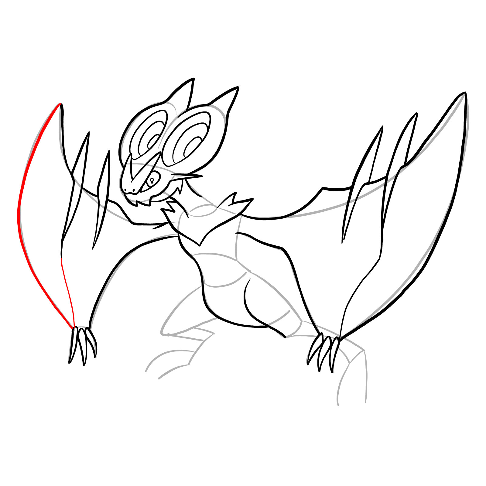 How to draw Noivern Pokemon - step 21