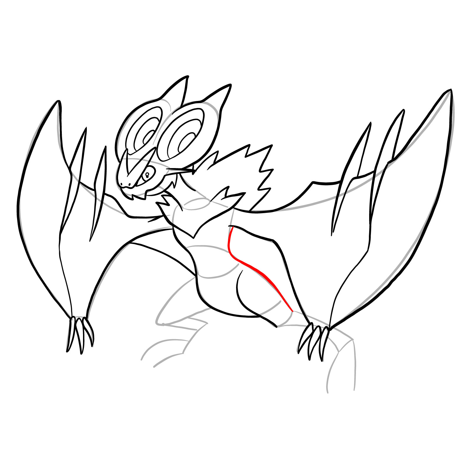 How to draw Noivern Pokemon - step 23