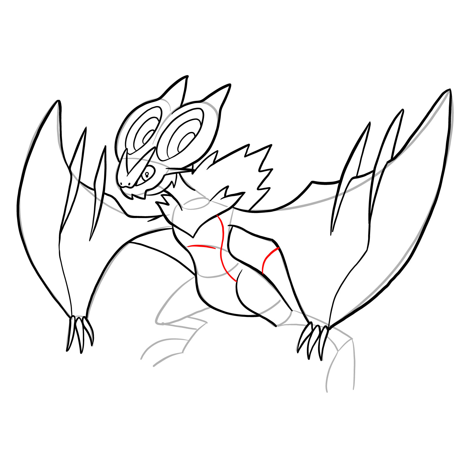 How to draw Noivern Pokemon - step 24