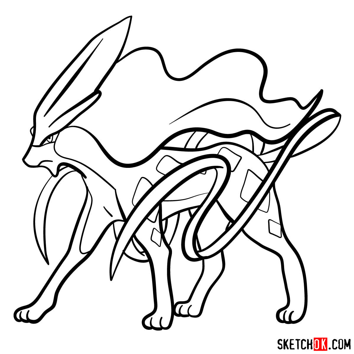 How to draw Suicune | Pokemon - step 12
