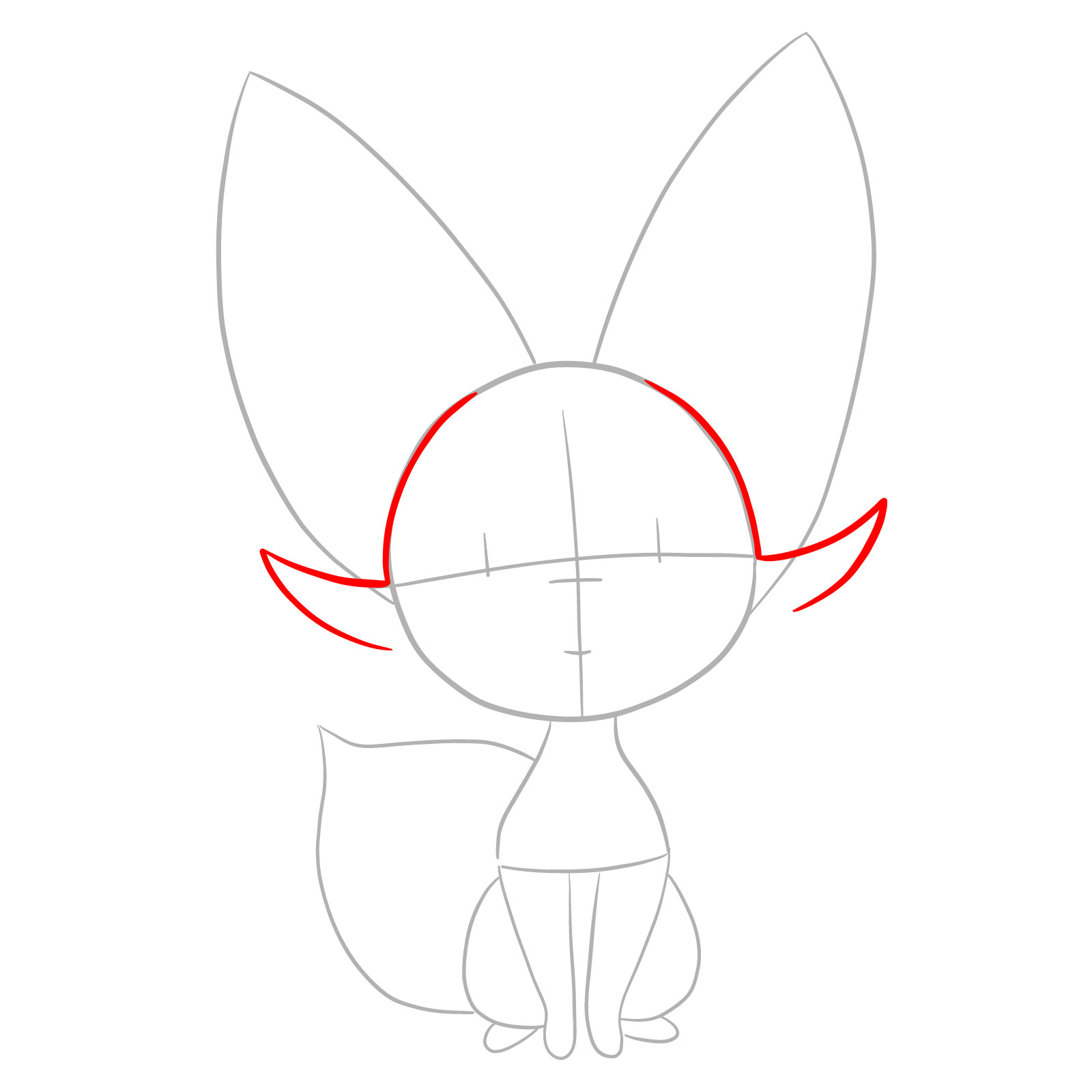 How to draw Fennekin Pokemon - step 04
