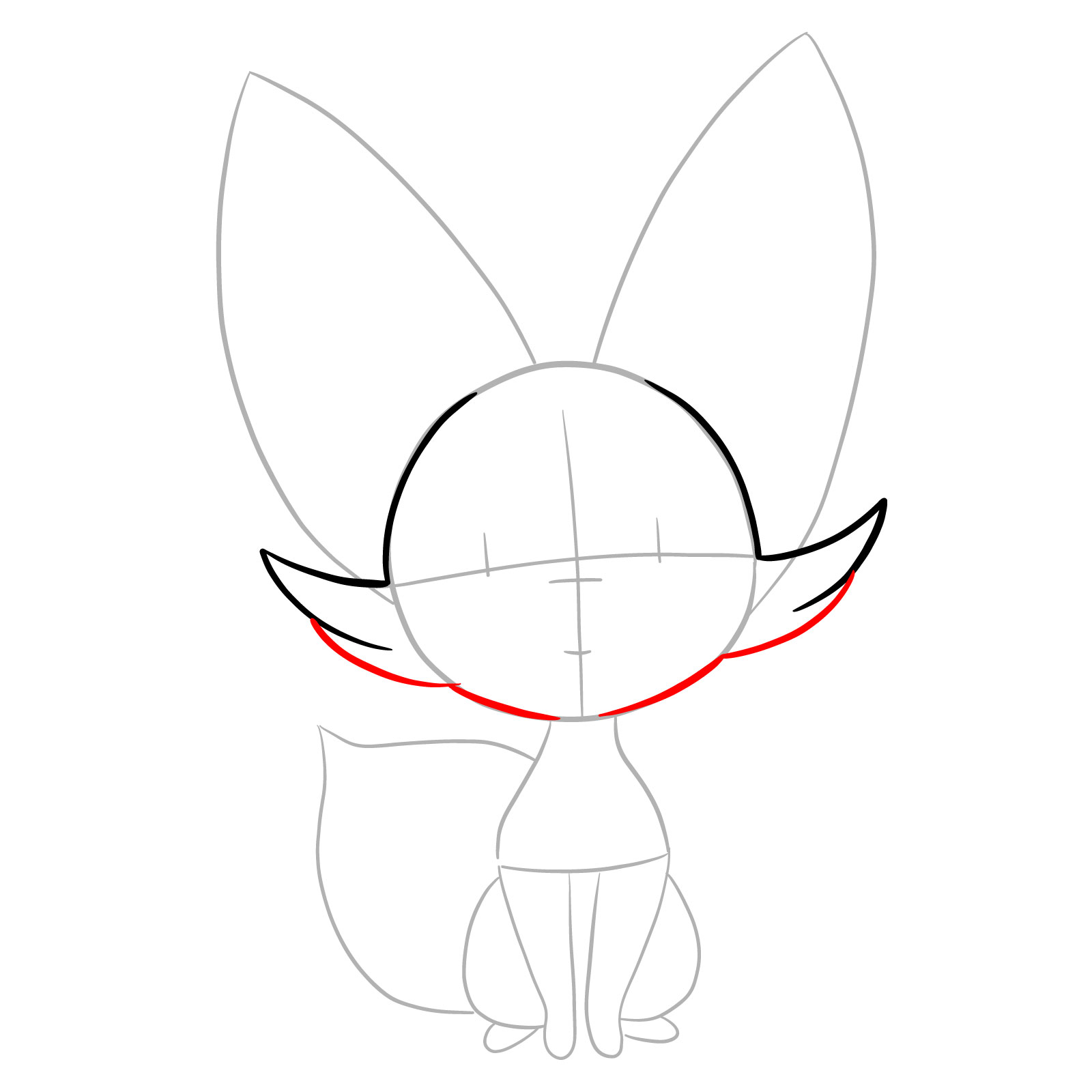 How to draw Fennekin Pokemon - step 05