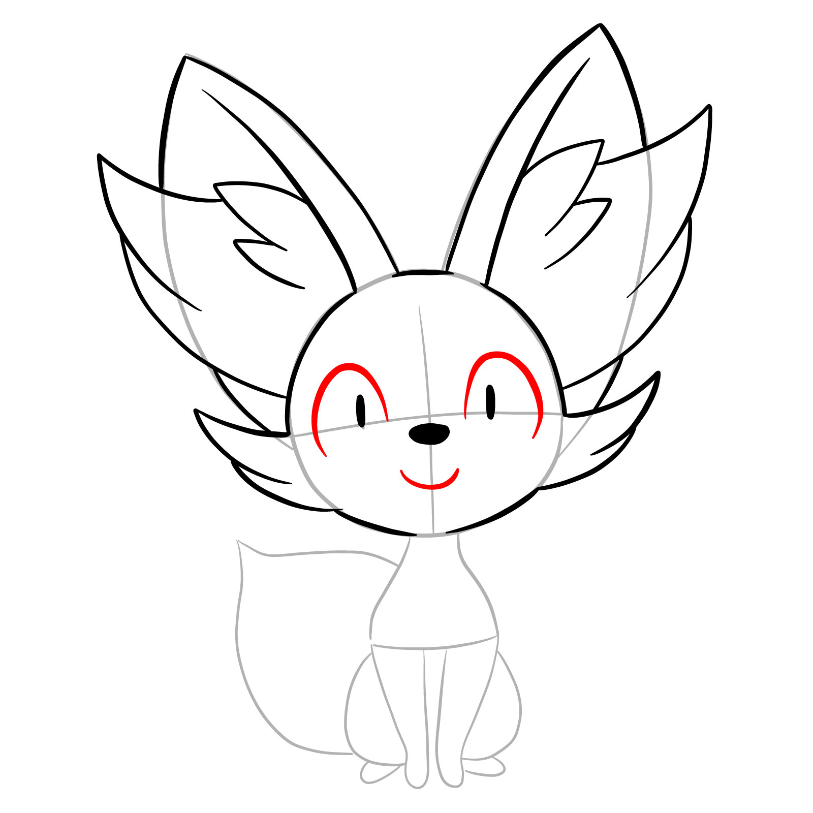 How to draw Fennekin Pokemon - step 11