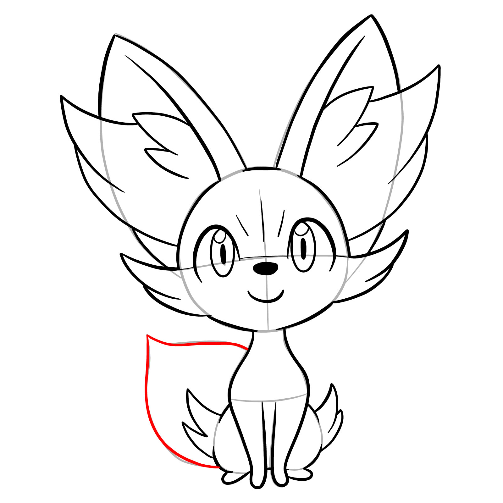 How to draw Fennekin Pokemon - step 16