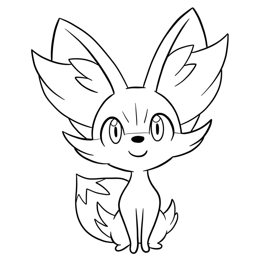 How to draw Fennekin Pokemon - Sketchok easy drawing guides