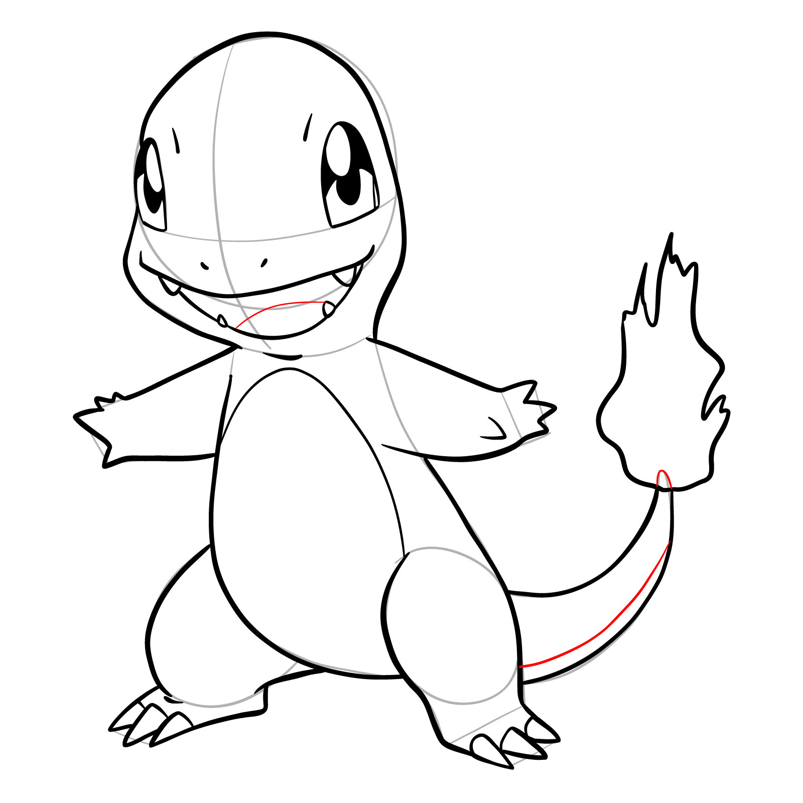 How to draw Charmander - step 21