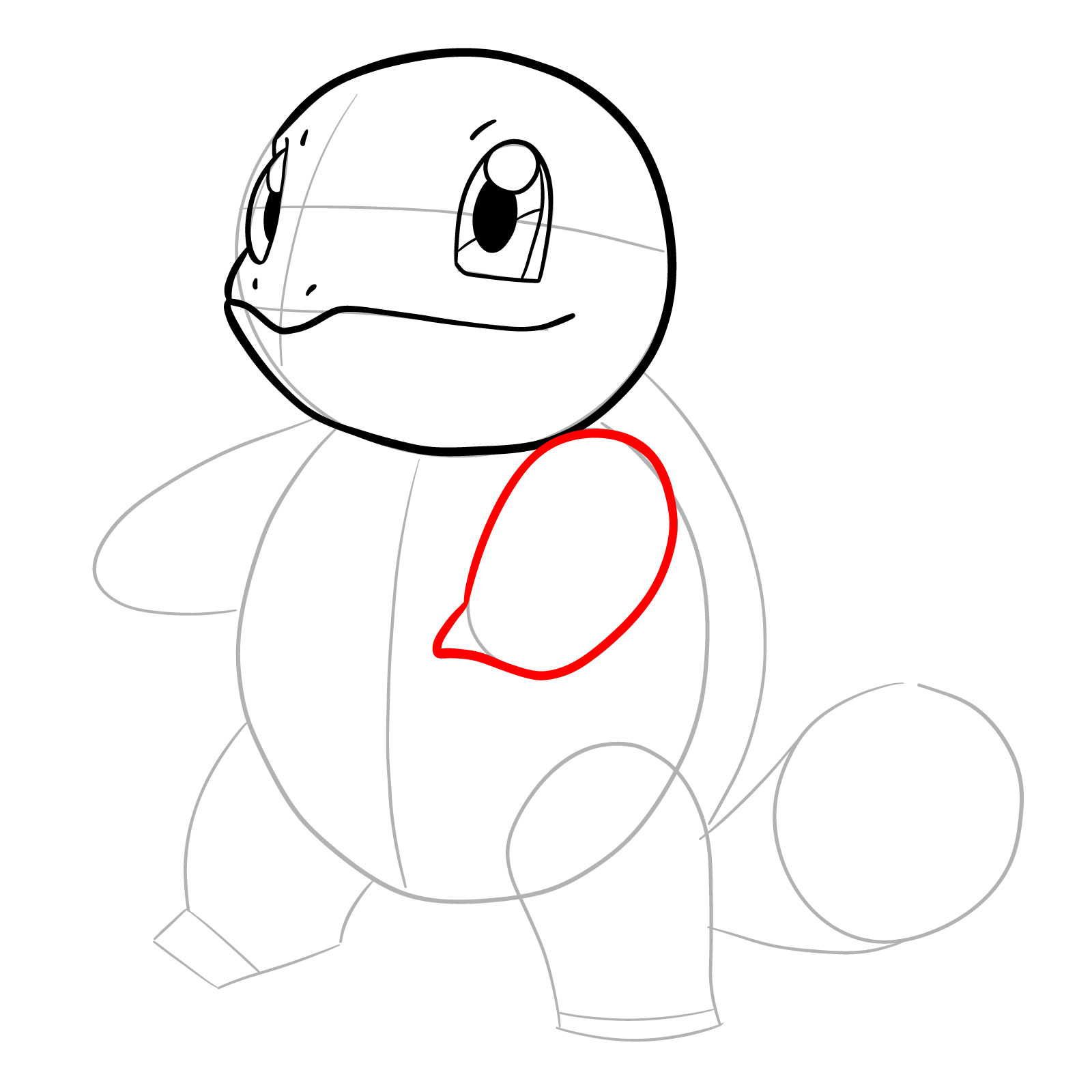 How to draw Squirtle - step 09