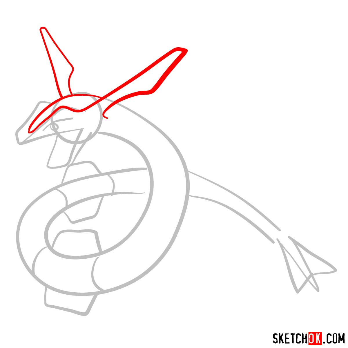 How to draw Rayquaza | Pokemon - step 03