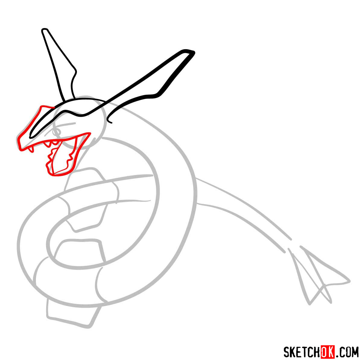 How to draw Rayquaza | Pokemon - step 04