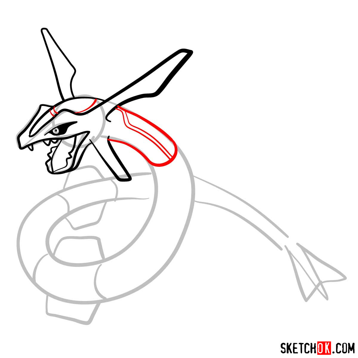 How to draw Rayquaza | Pokemon - step 06
