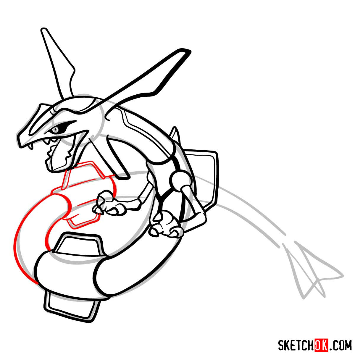 How to draw Rayquaza | Pokemon - step 11