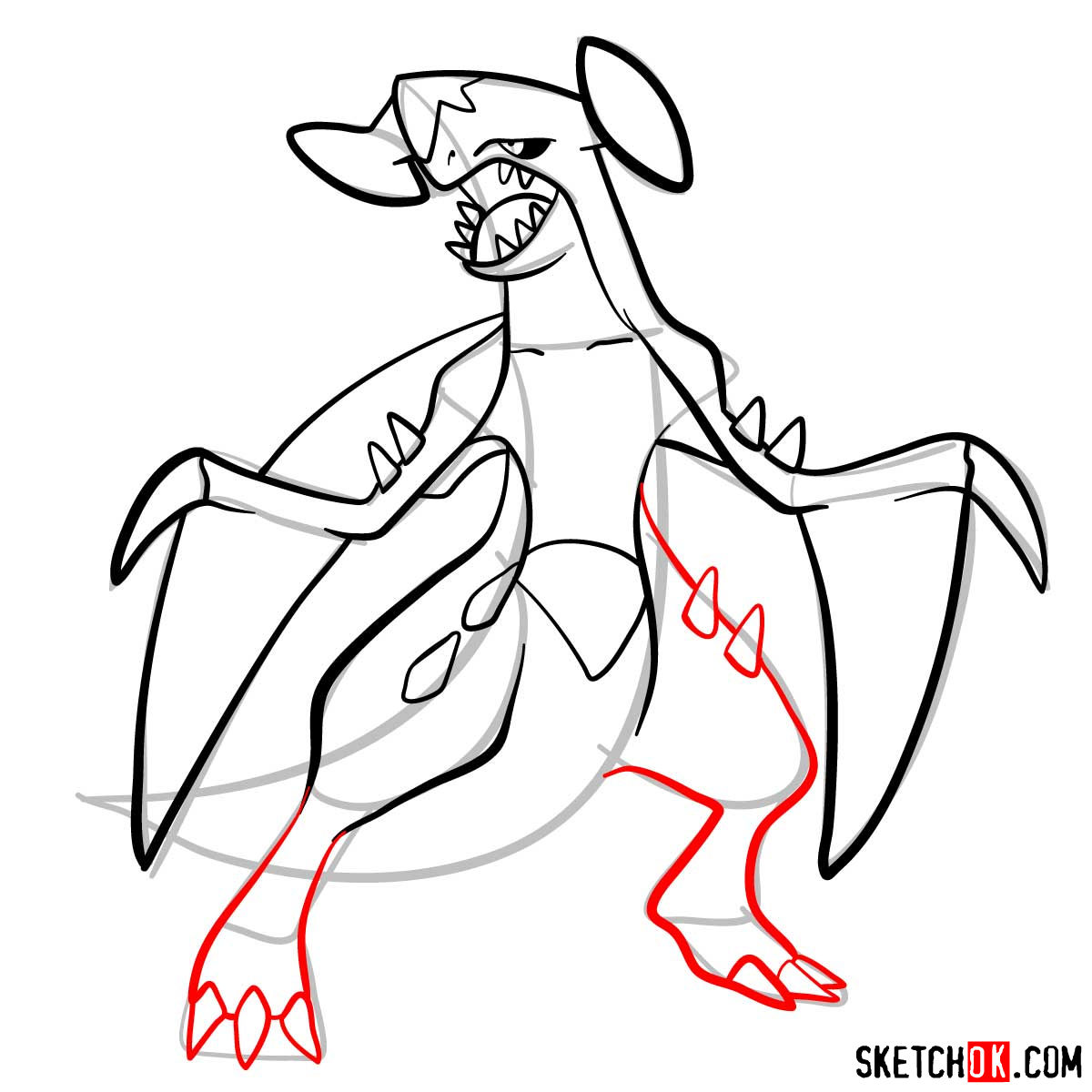 How to draw Garchomp | Pokemon - Step by step drawing ...
