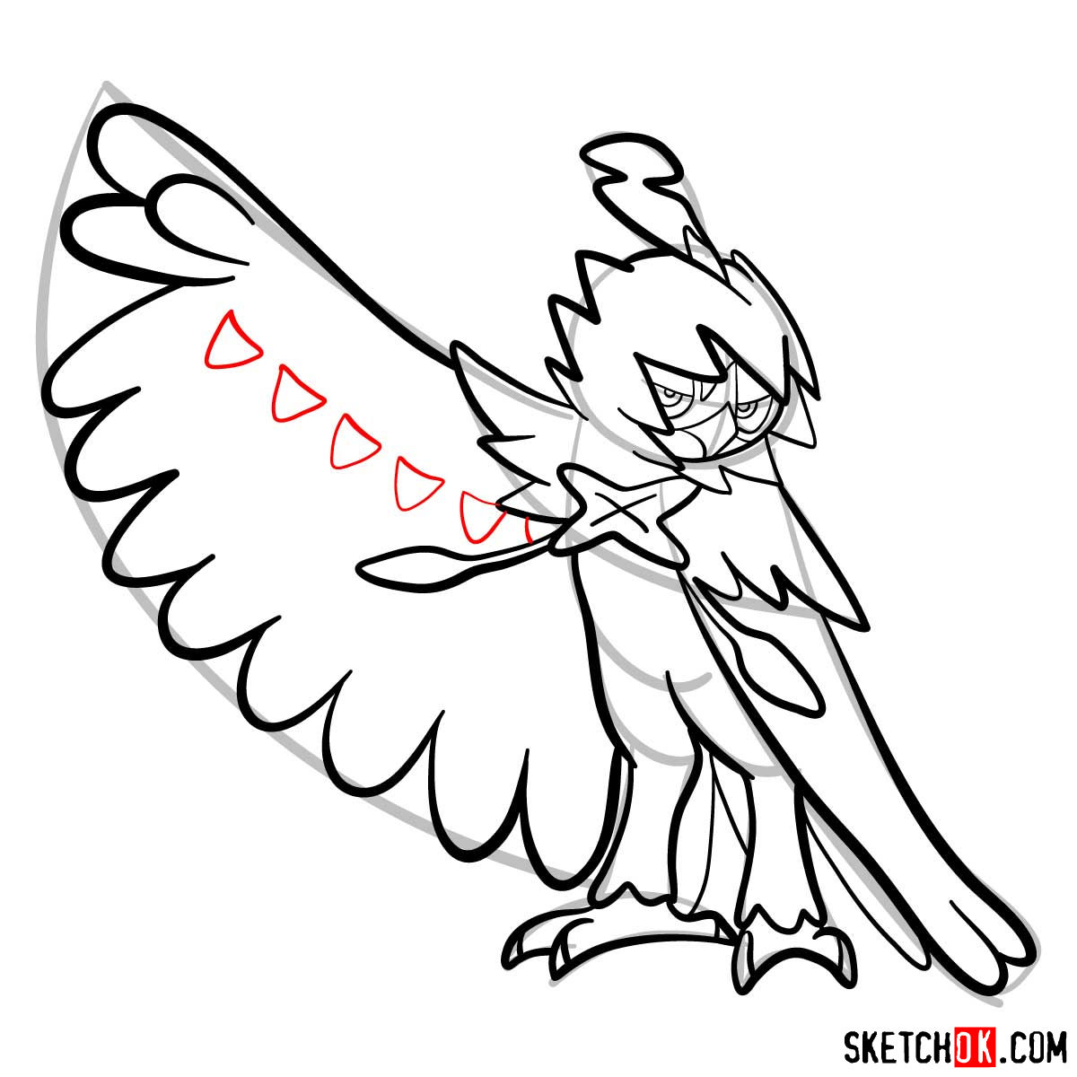 How to draw Decidueye | Pokemon - step 10