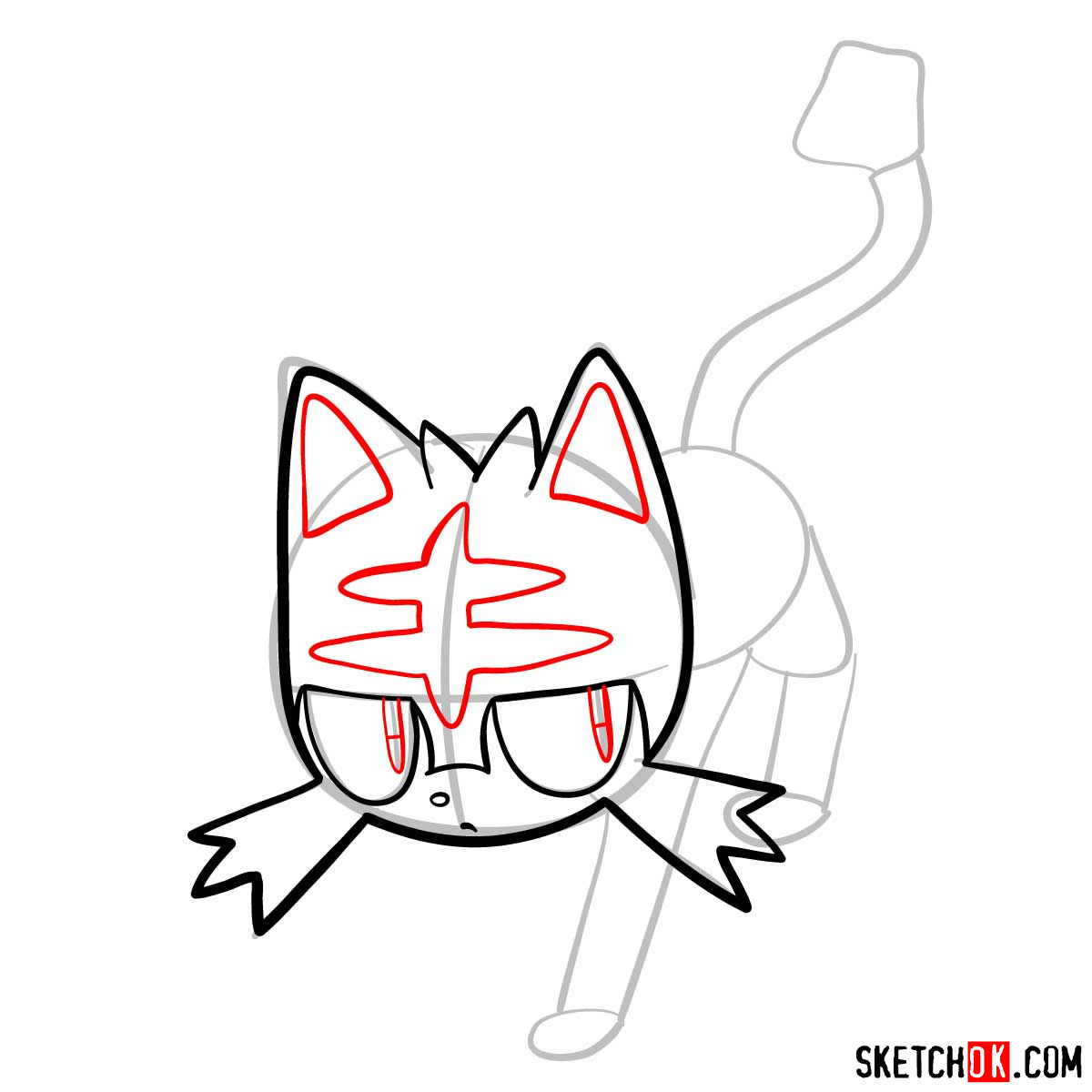 How to draw Litten | Pokemon - step 06