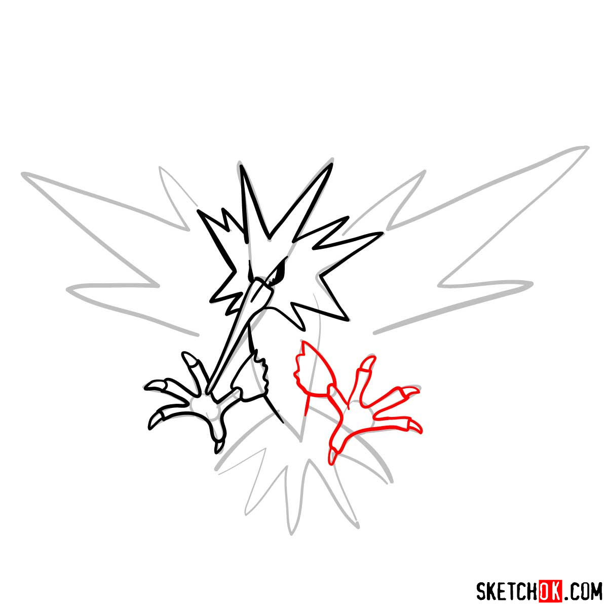 How to draw Zapdos | Pokemon - step 06