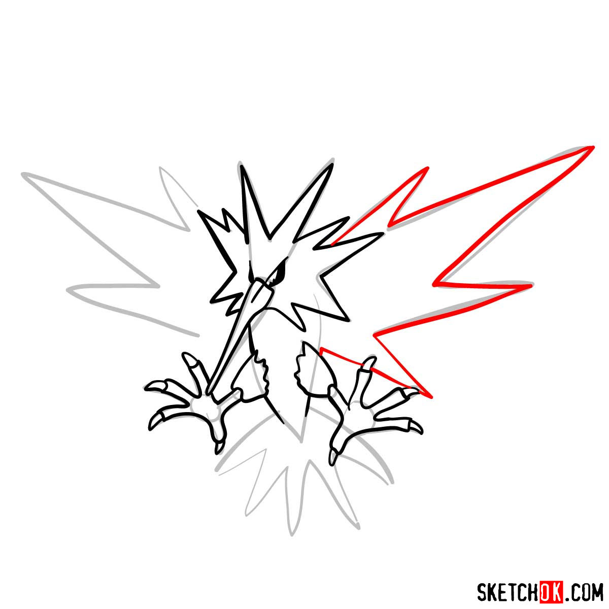 How to draw Zapdos | Pokemon - step 07