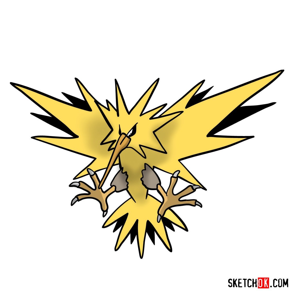 gips Spænding hale How to draw Zapdos | Pokemon - Sketchok easy drawing guides