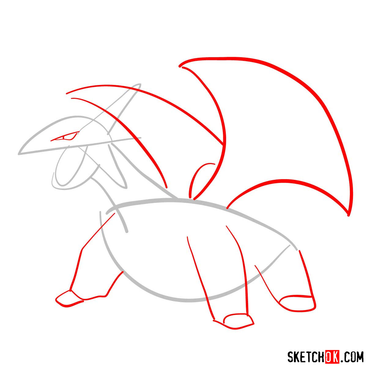 How to draw Salamence | Pokemon - step 02