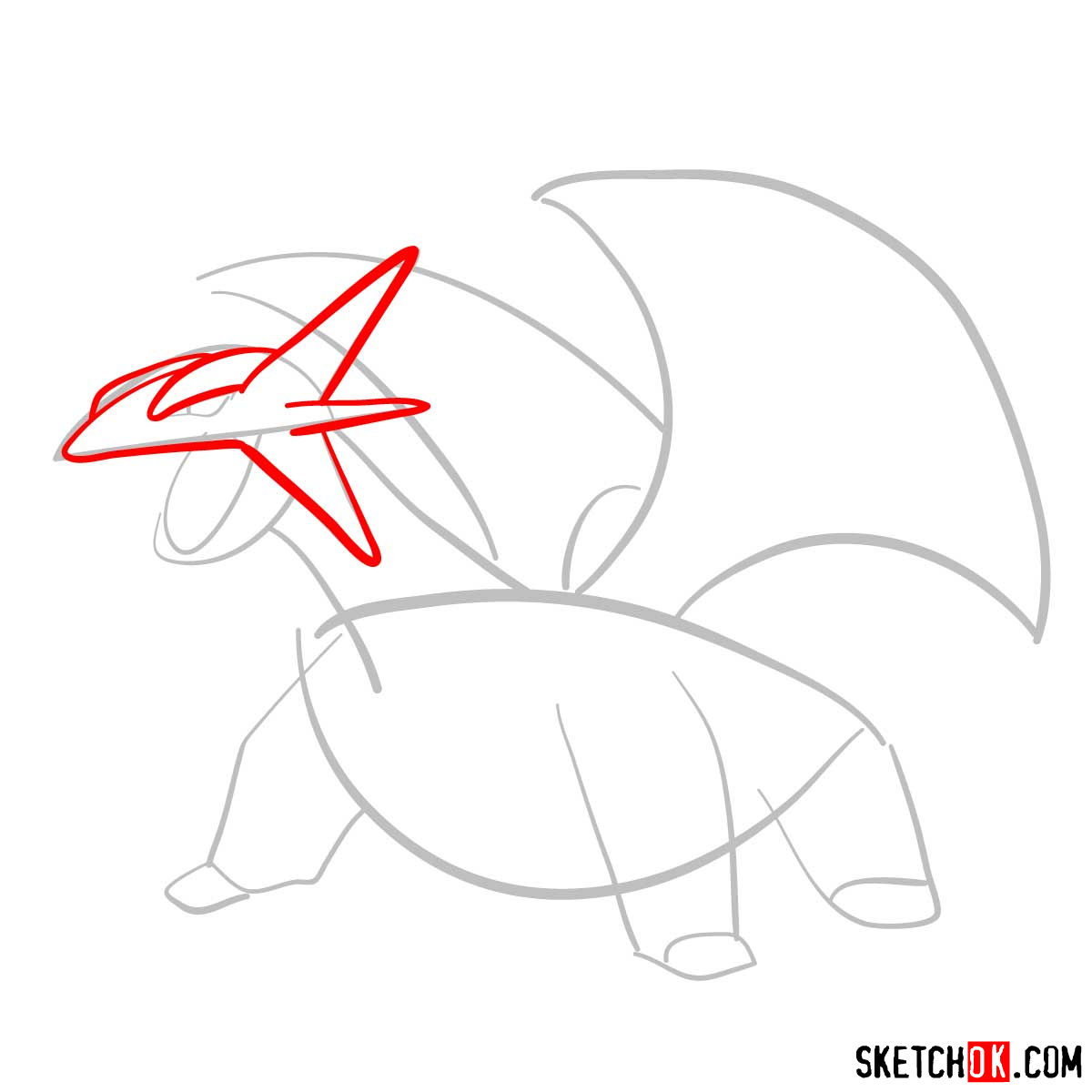How to draw Salamence | Pokemon - step 03