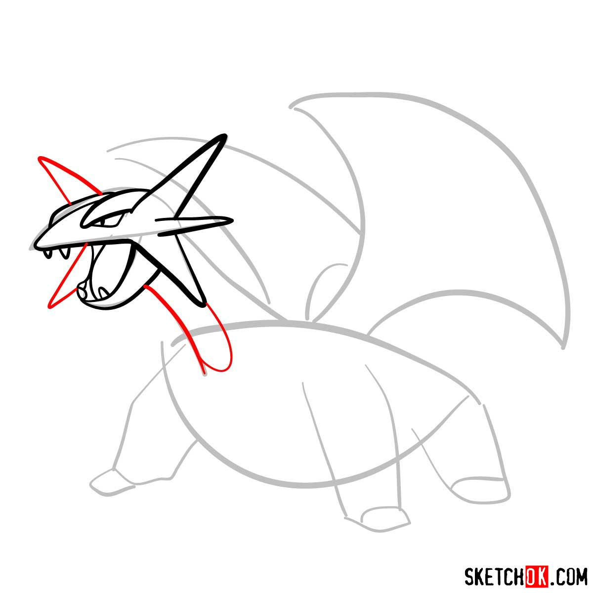 How to draw Salamence | Pokemon - step 05
