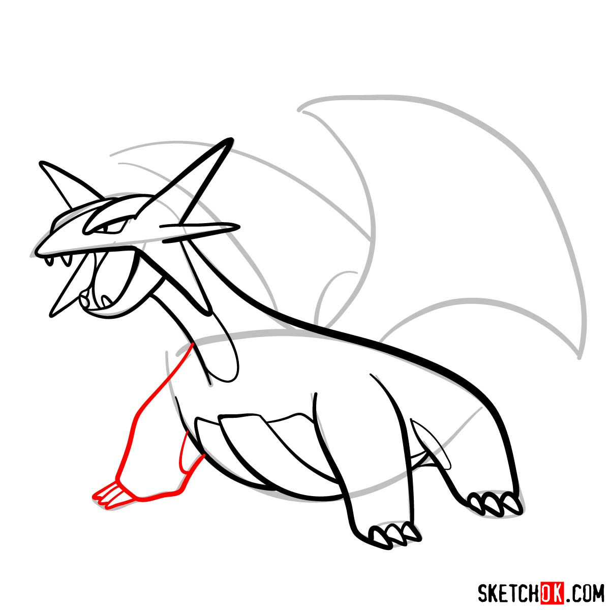 How to draw Salamence | Pokemon - step 09
