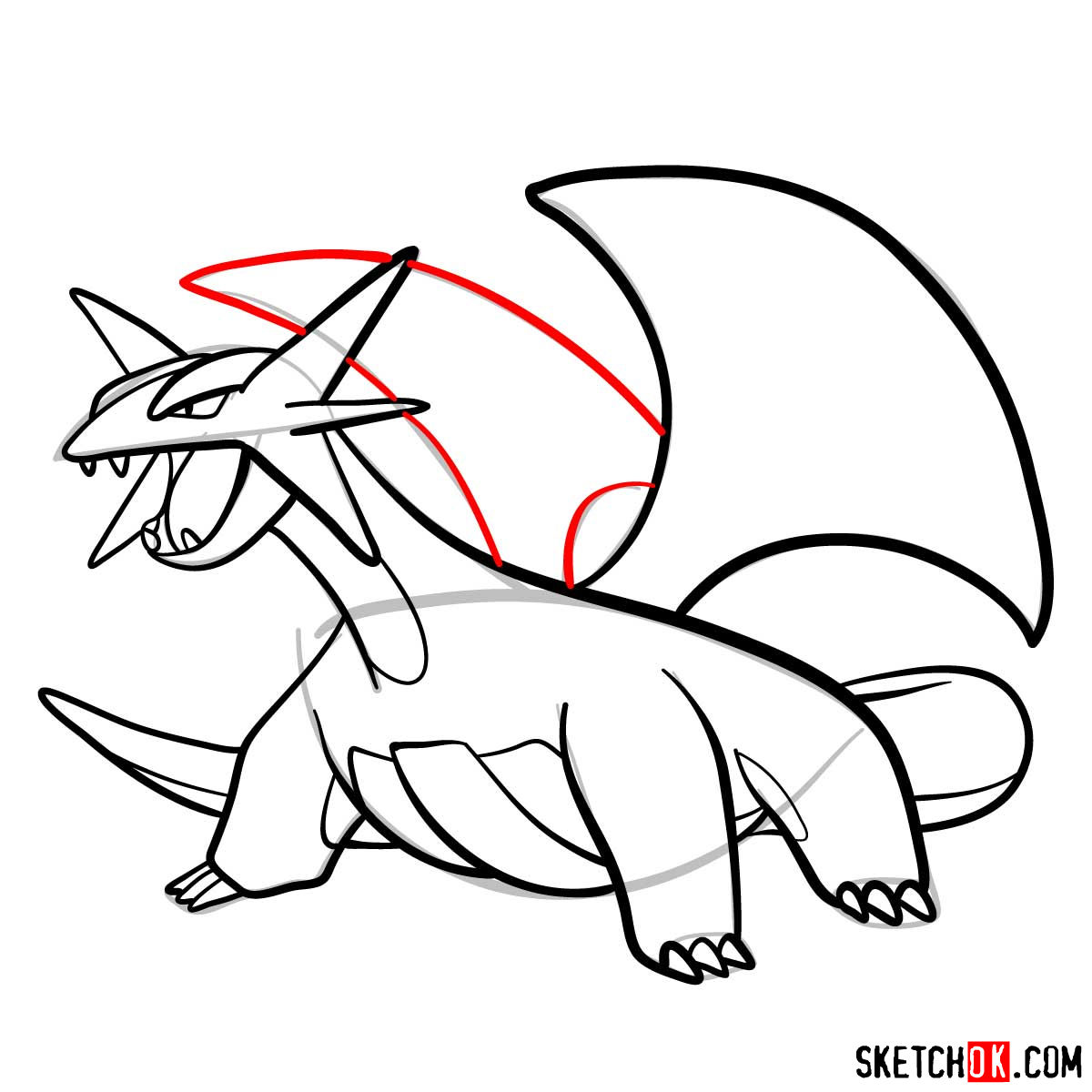 How to draw Salamence | Pokemon - step 12