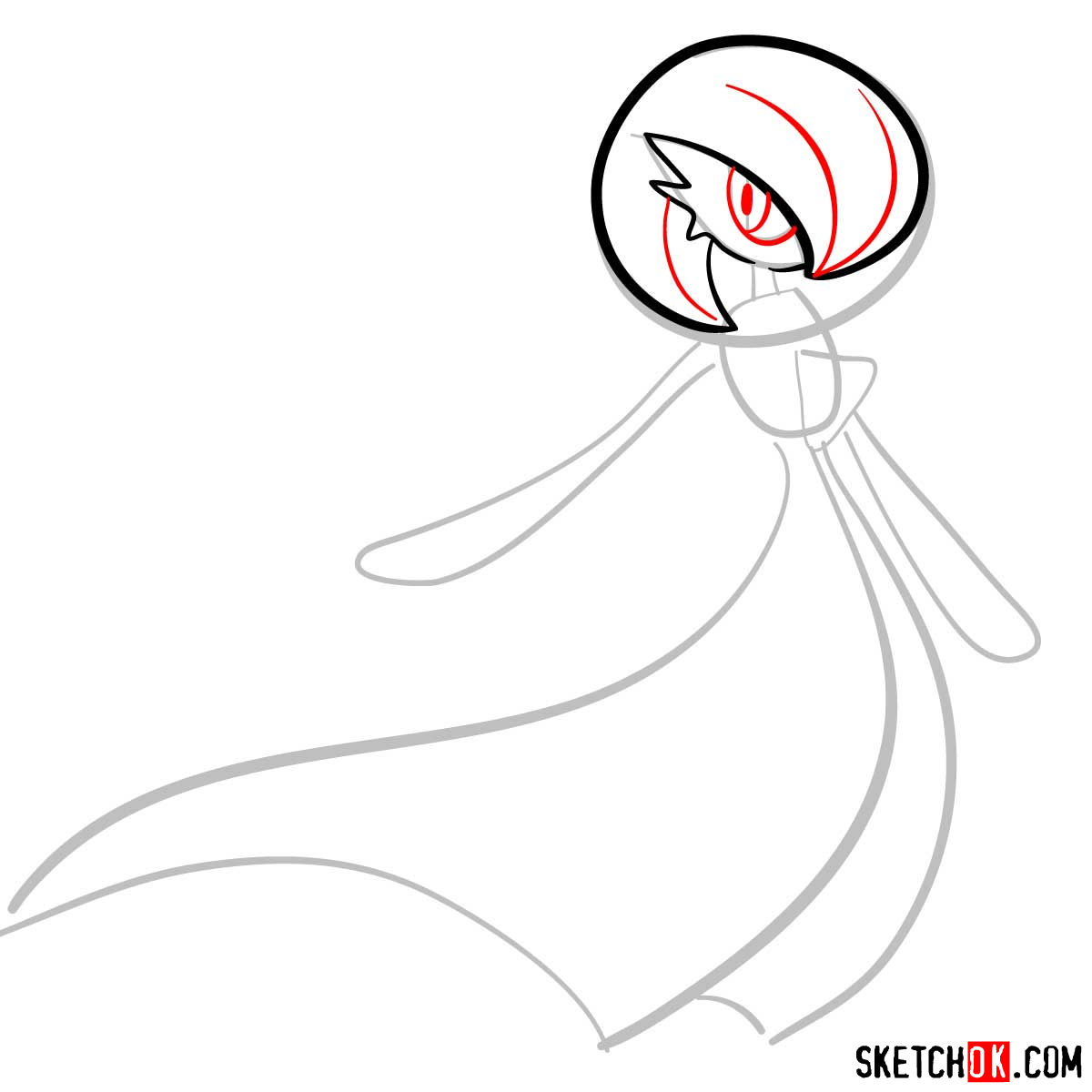 How to draw Gardevoir | Pokemon - step 04