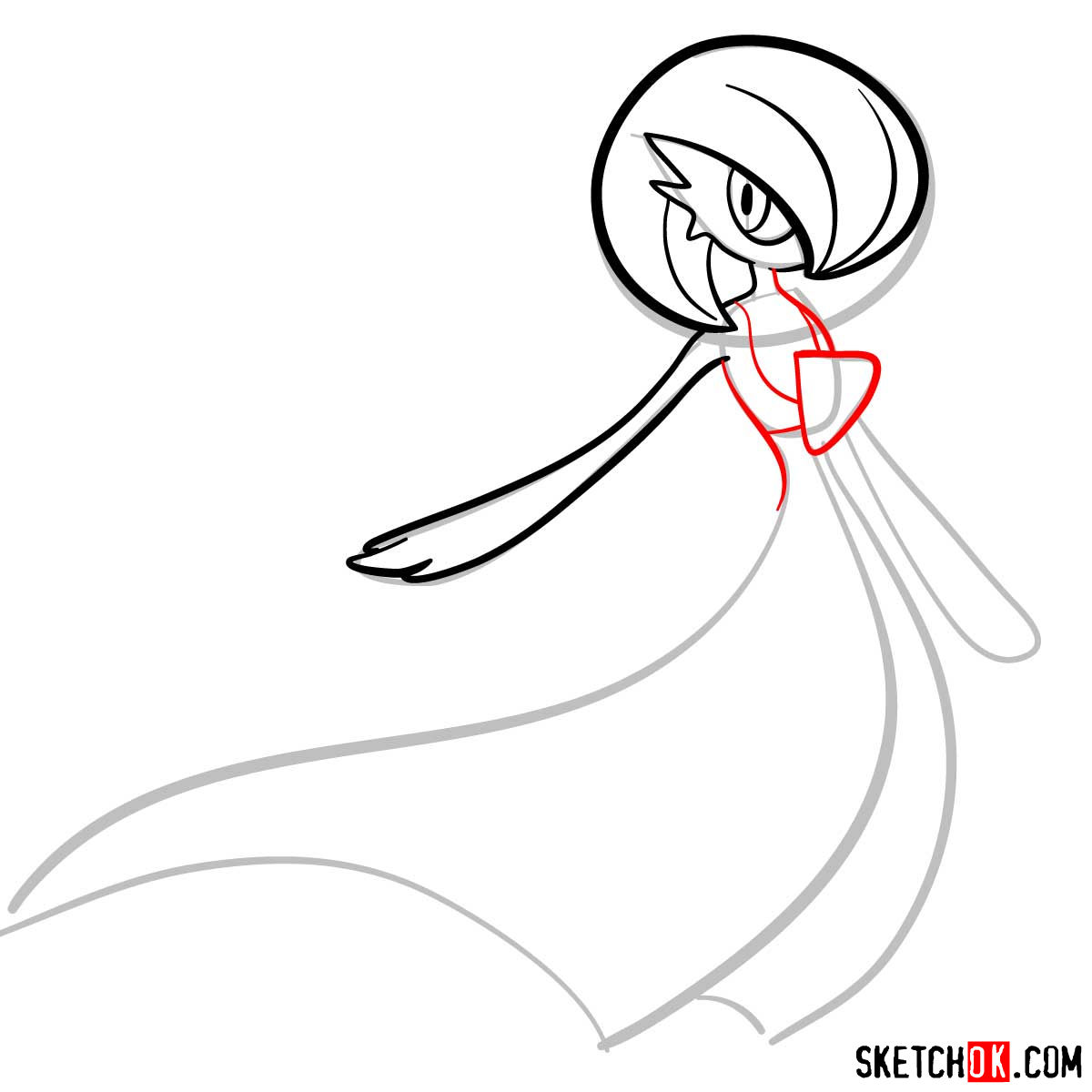 How to draw Gardevoir | Pokemon - step 06