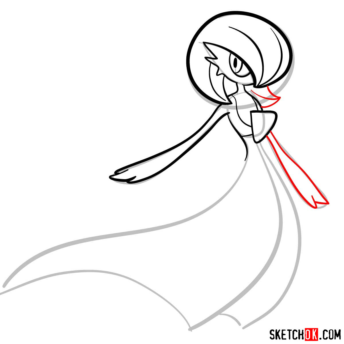 How to draw Gardevoir | Pokemon - step 07