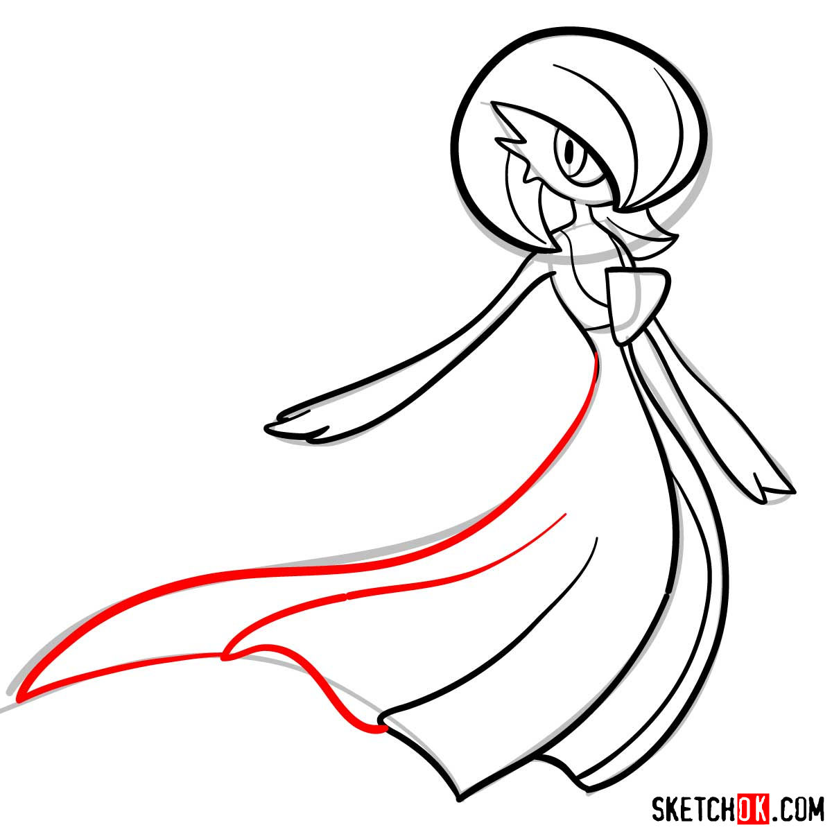 How to Draw Gardevoir, a PsychicFairy Pokémon StepbyStep