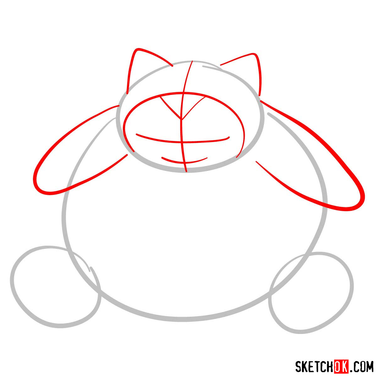 How to draw Snorlax | Pokemon - step 02